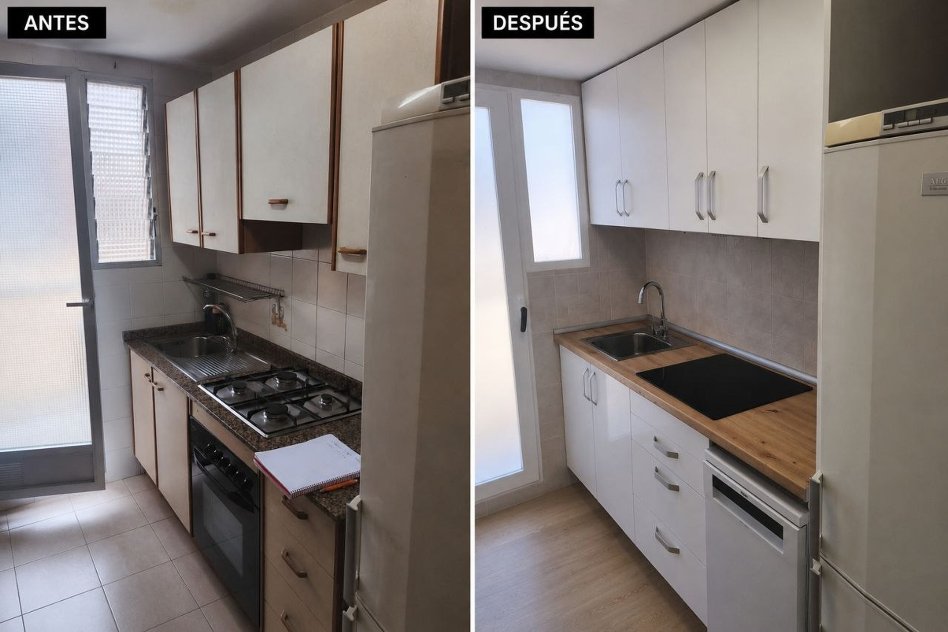 Cocina — antes vs después